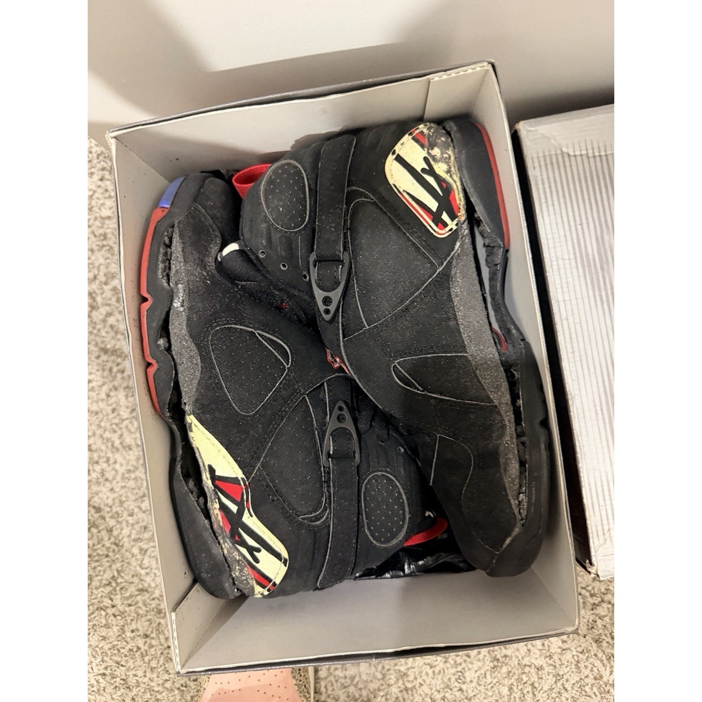 Lot Of 9 Jordan Shoes All Crumbling And With Flaws Needs Sole Swapped.