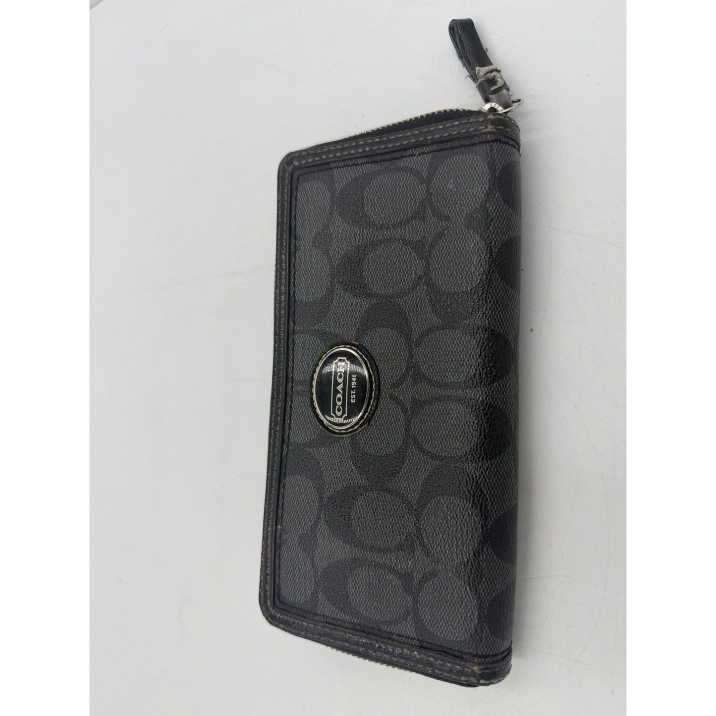 Coach F54007 Crossgrain Accordion Zip Around Leather Wallet - Black