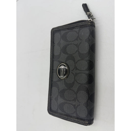 Coach F54007 Crossgrain Accordion Zip Around Leather Wallet - Black