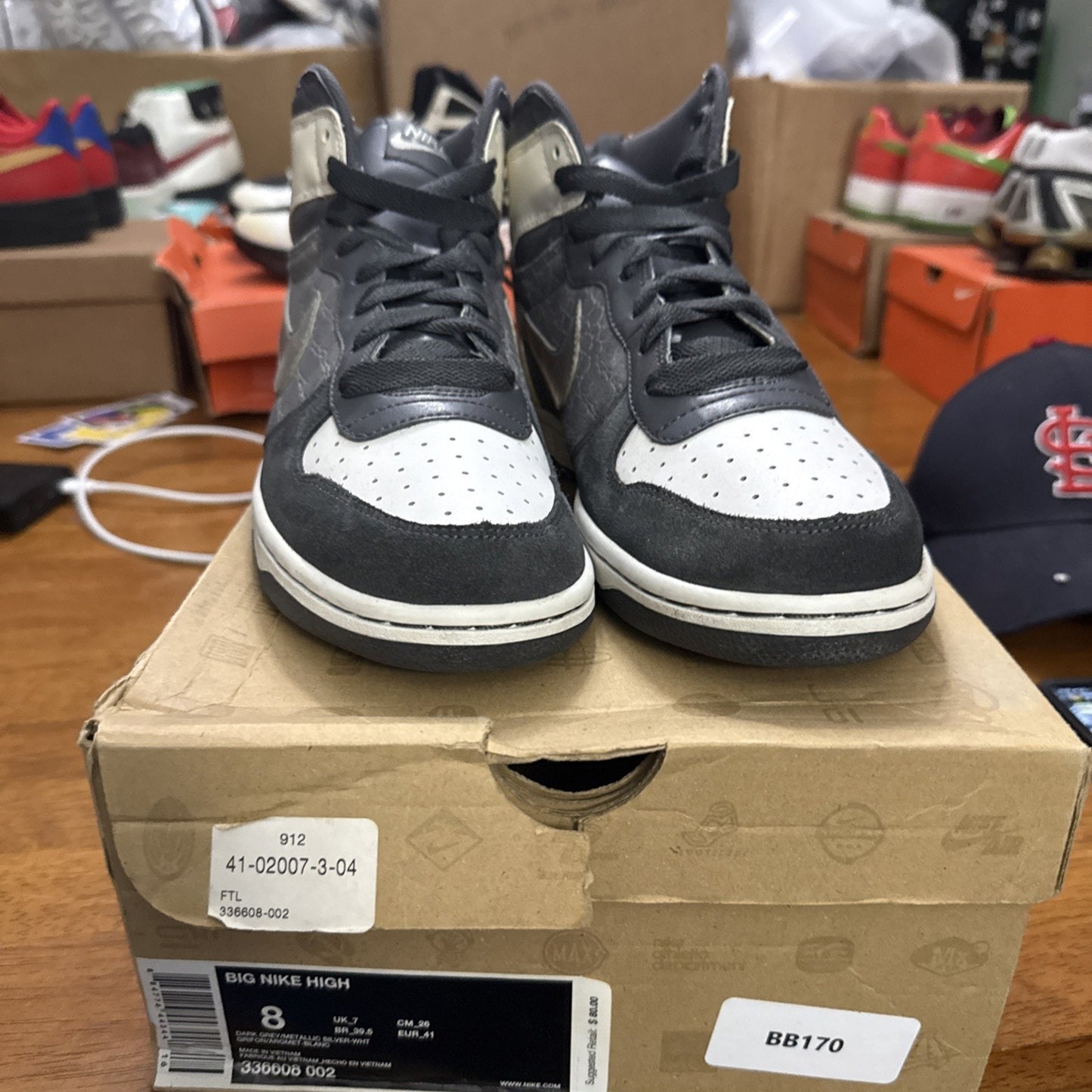 Size 8 - Big Nike High Dark Grey Crocodile BS374