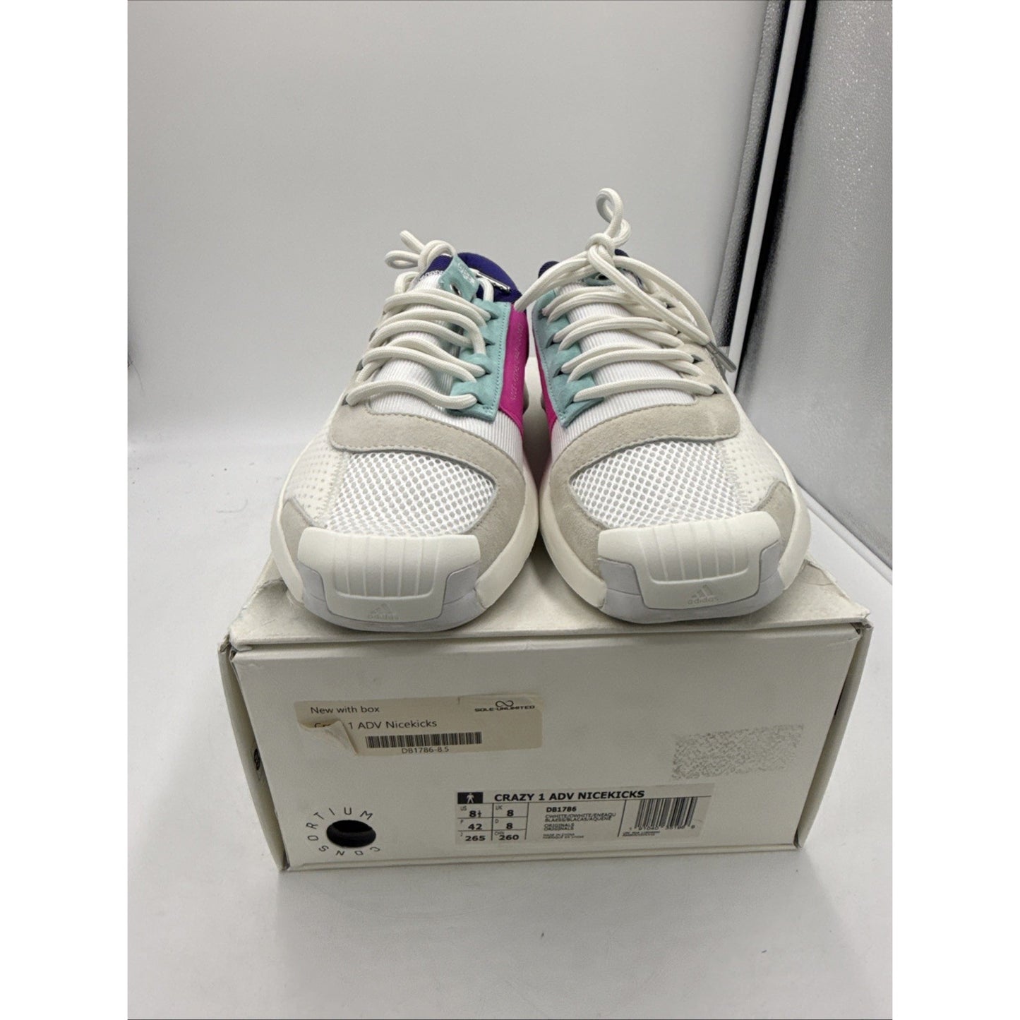 Size 8.5 - Nice Kicks x Adidas Crazy 1 ADV White Teal Purple