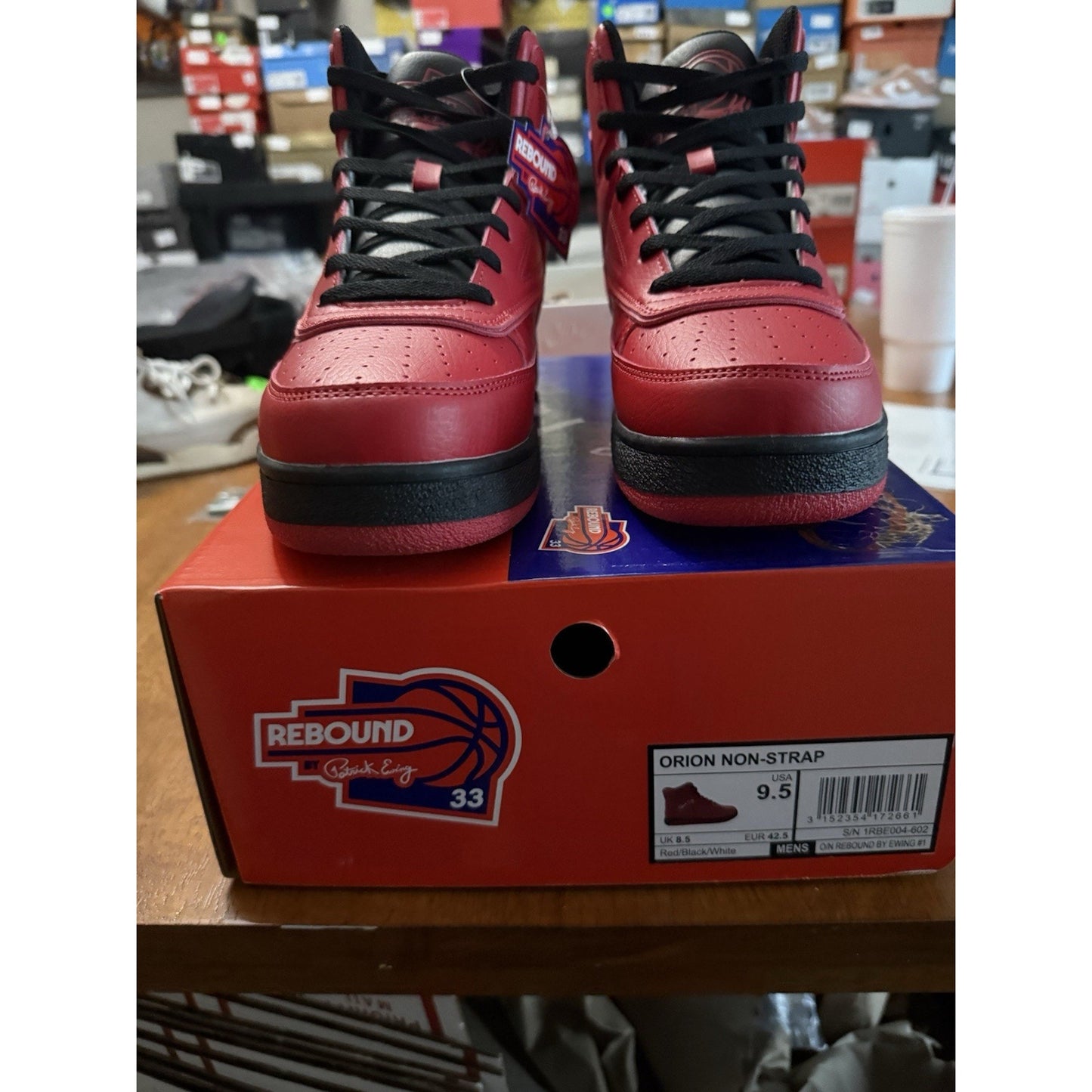 Siz 9.5 Patrick Ewing Orion Non-Strap Red Shoes BS382
