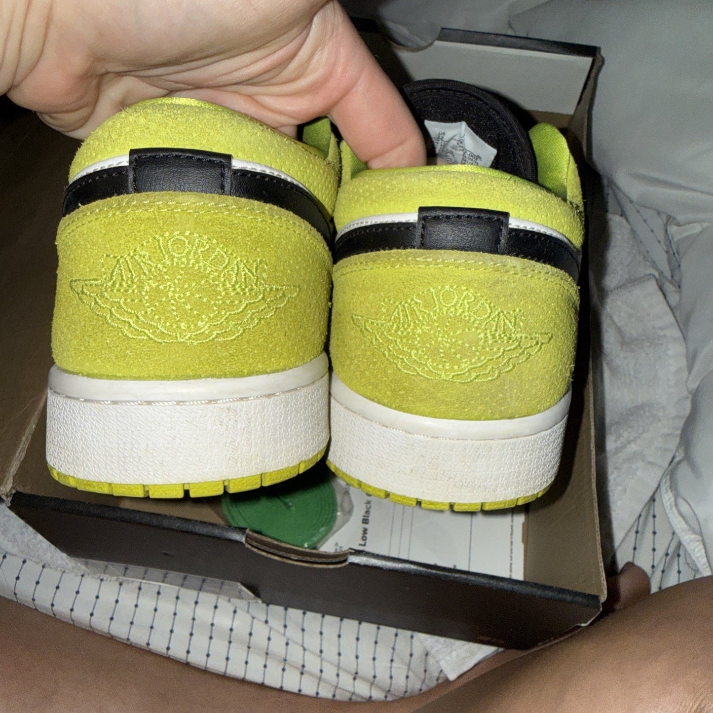 Jordan 1 Low Black Cyber Green Size 12