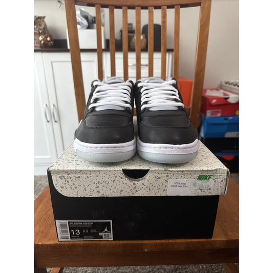 Nike Men's Air Jordan 4 RM PRM Sneakers Leather Black Grey Size 13 BS147