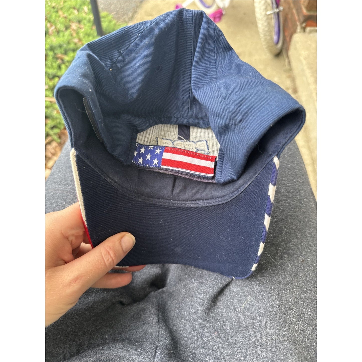 VINTAGE Pepsi Hat Cap Strap Back Mens One Size Navy American Flag Patriotic 90s