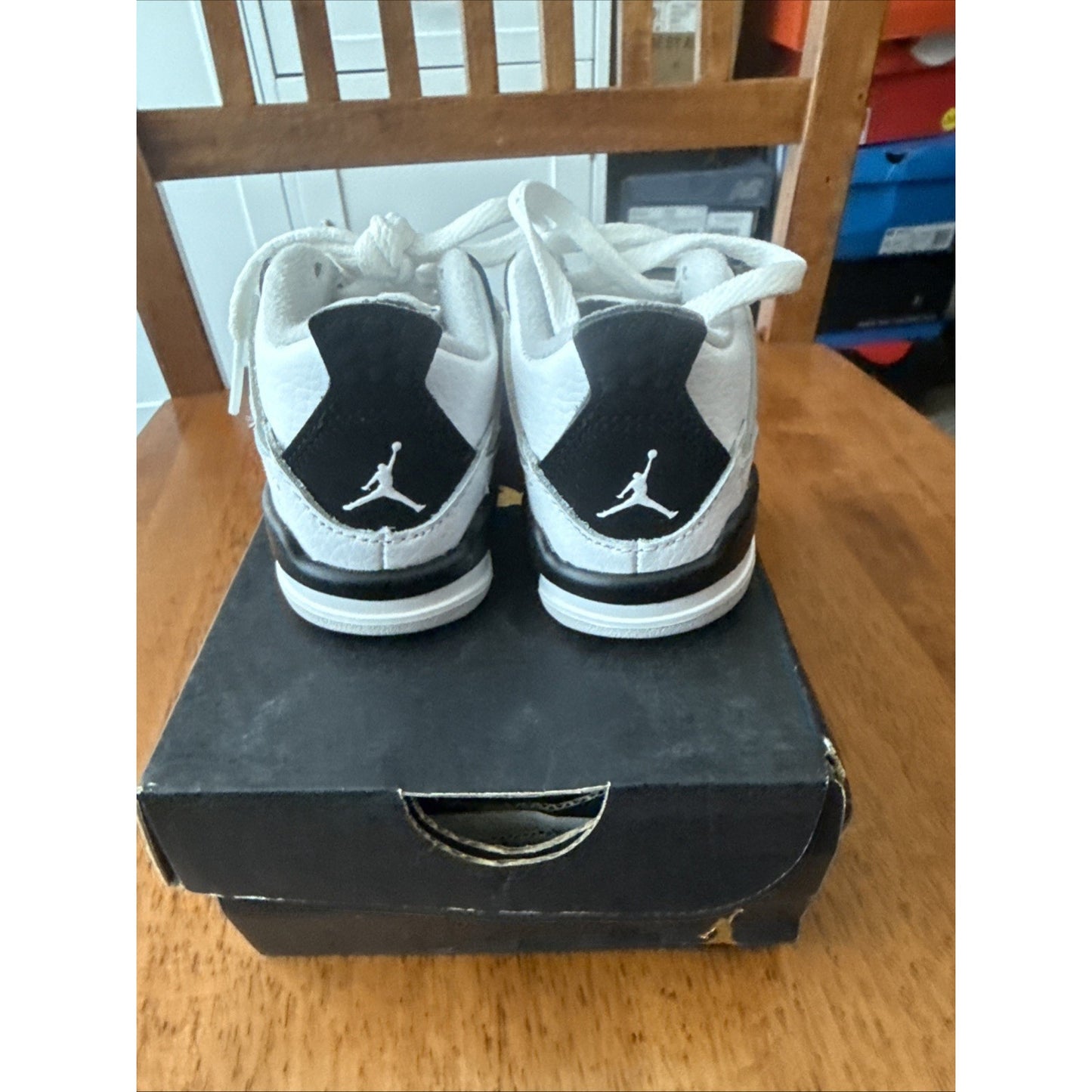 Size 5c - Jordan 4 Retro Military Black (TD) BS0136