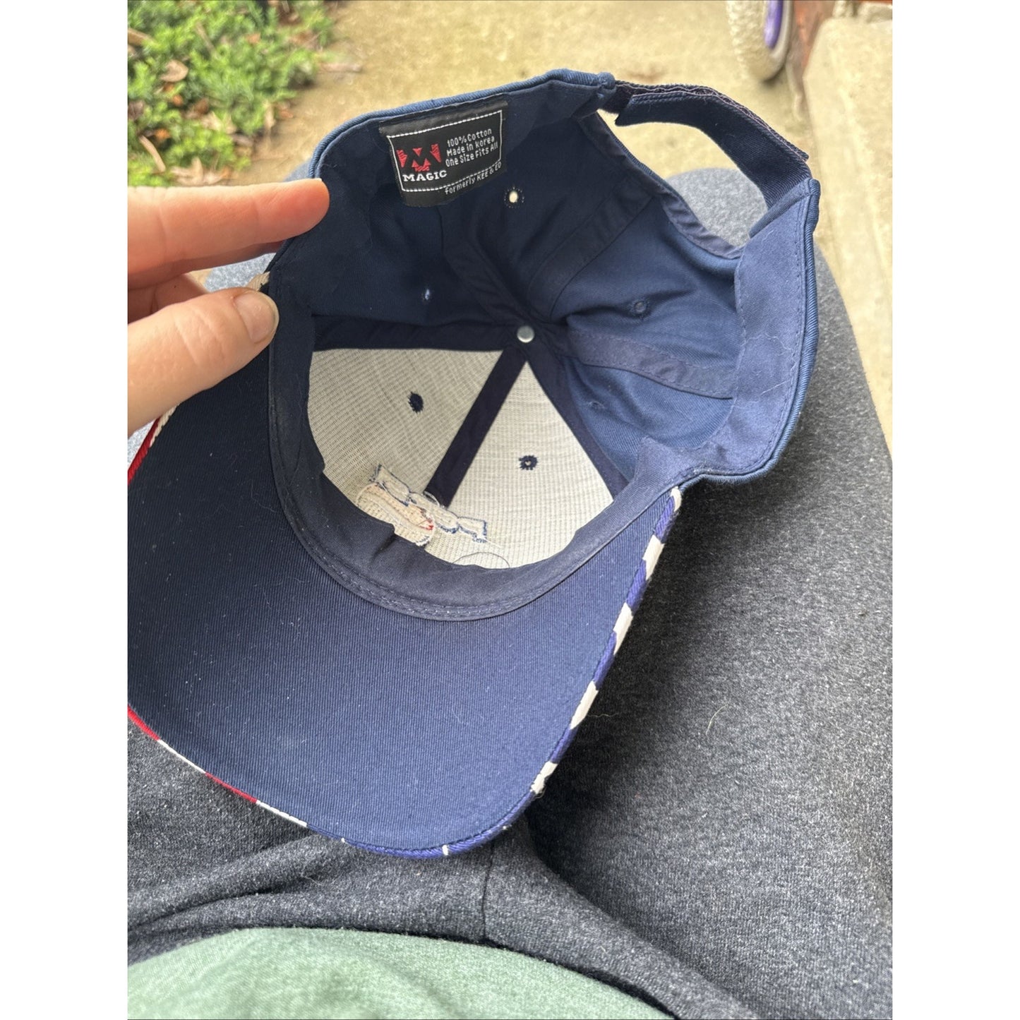 VINTAGE Pepsi Hat Cap Strap Back Mens One Size Navy American Flag Patriotic 90s