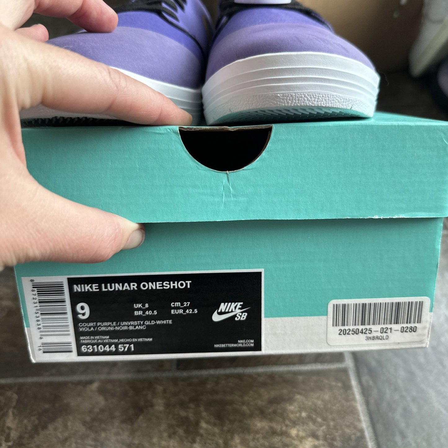 Nike SB Lunar OneShot Purple Yellow Men’s 11 Skate Shoes Lakers Vikings LSU