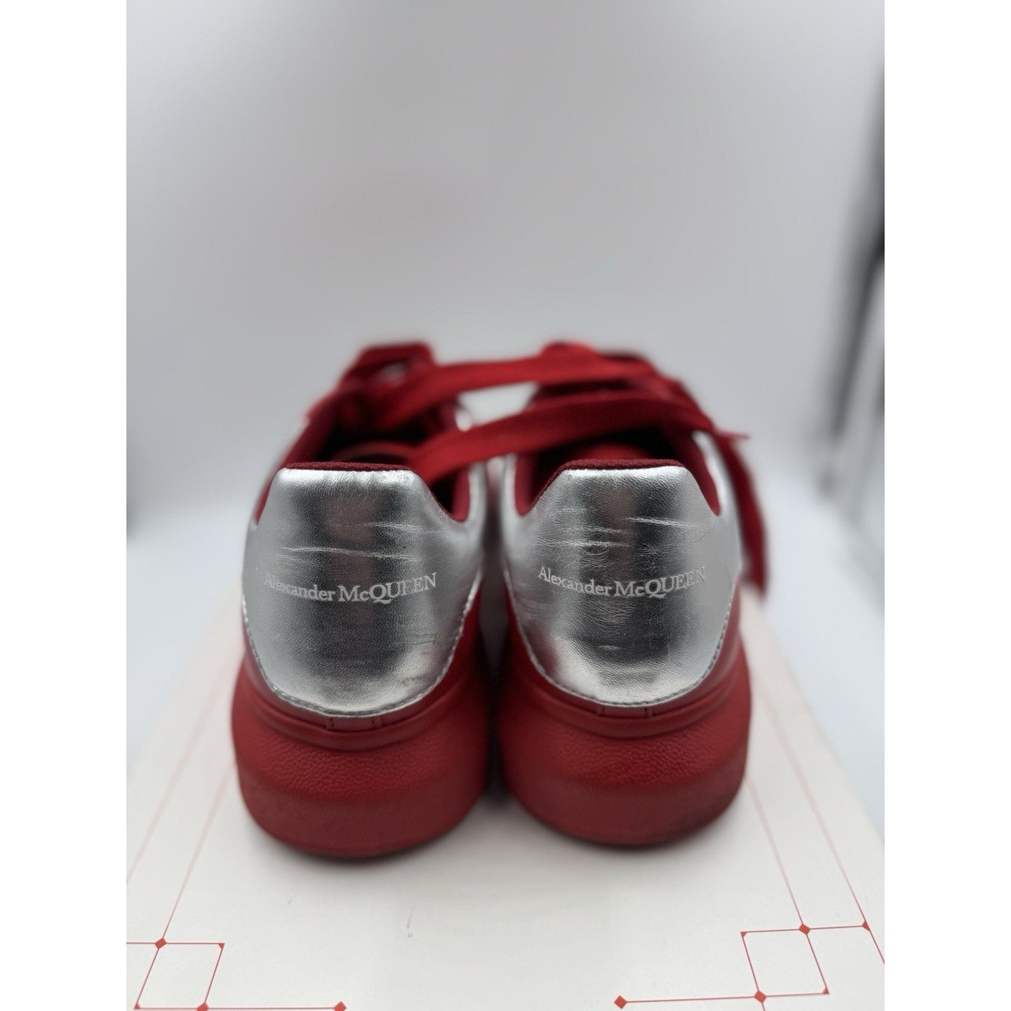 Size EU 41.5 US 8.5 - Alexander McQueen Oversized Sneaker Welsh Red Silver BS581