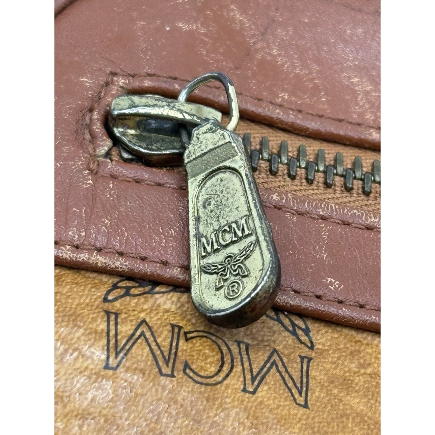 MCM Vicetos Logogram Clutch Bag PVC Brown Auth