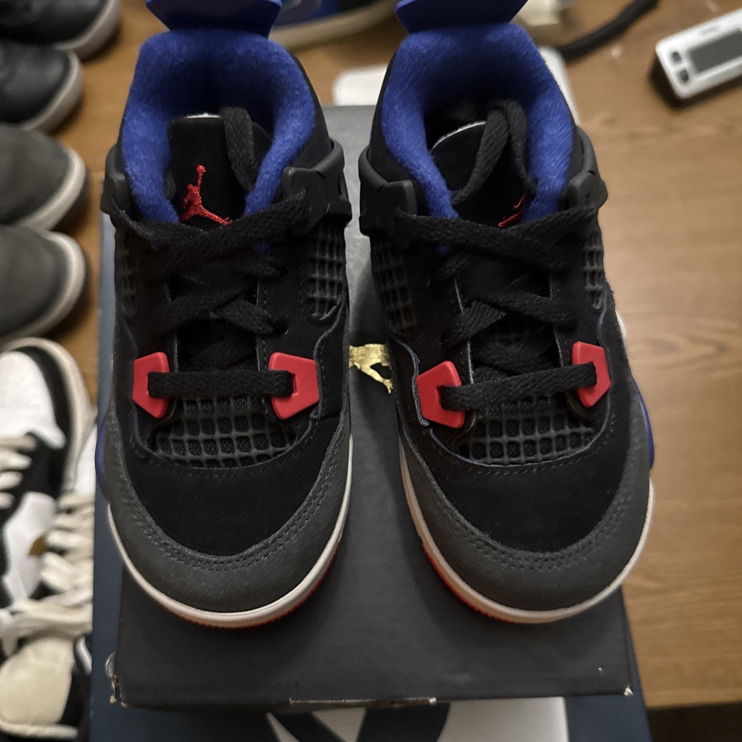 Toddler's Jordan 4 Retro OG Black/Fire Red-Deep Royal Blue (IB4387 003)