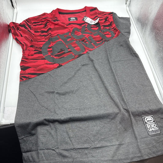 Size Large Ecko Unltd Men's T-Shirt Tiger Camo Stitch Colorblock Panel