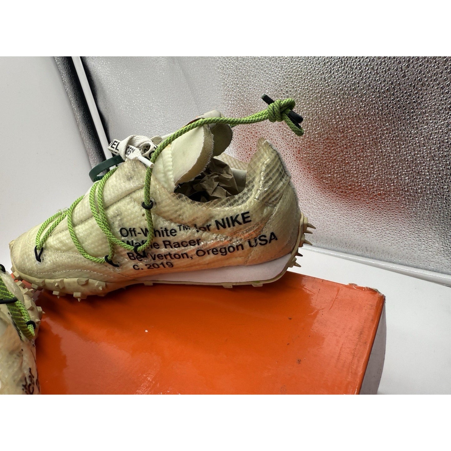 Size 8.5 - Nike Off-White x Waffle Racer Electric Green W
