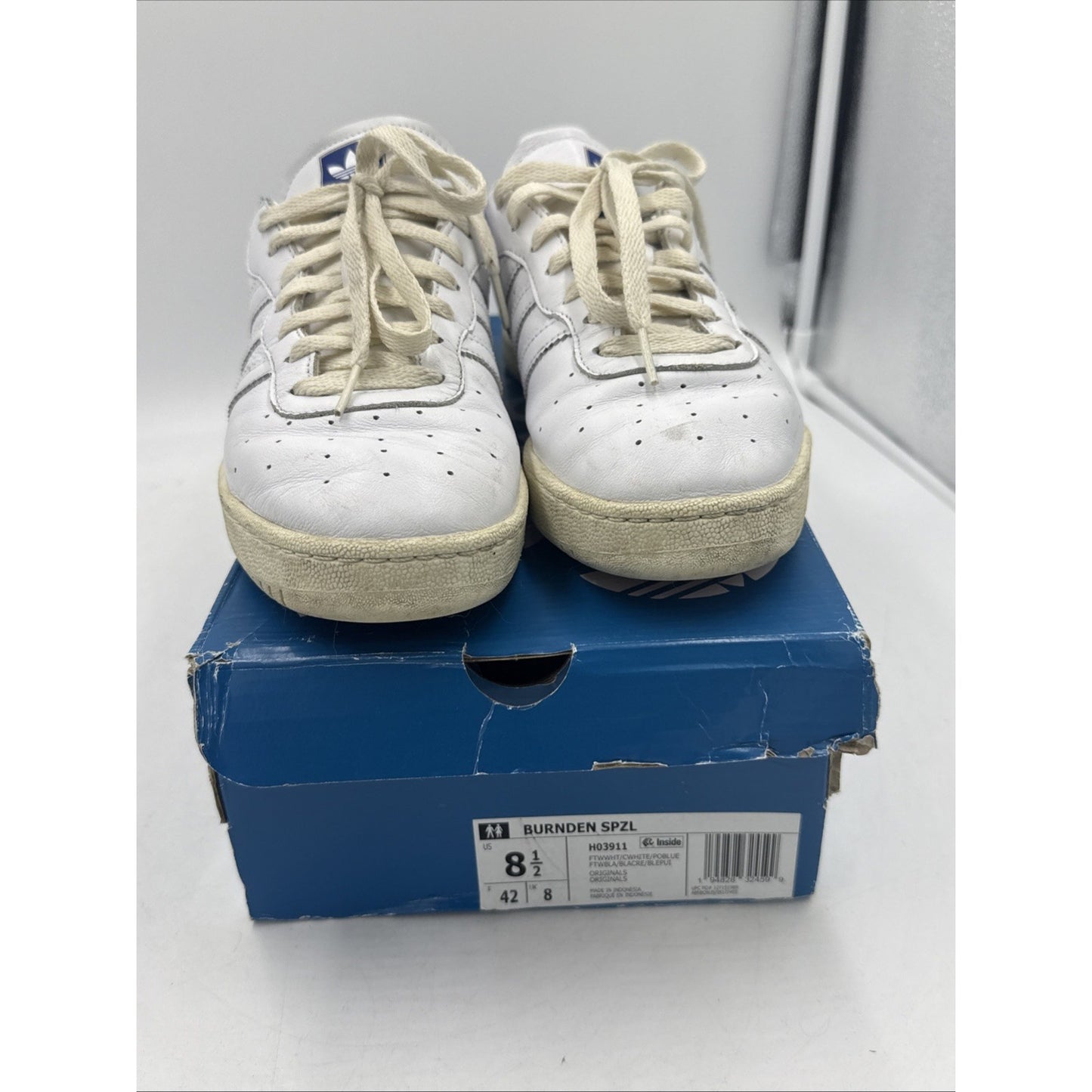 Size 8.5 - Adidas Burnden SPZL White Polar Blue