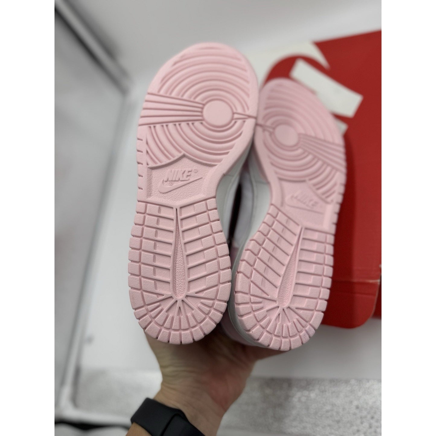 Nike Dunk Low "Pink Foam Red White" Shoes (CW1590-601) Size 7Y bs873