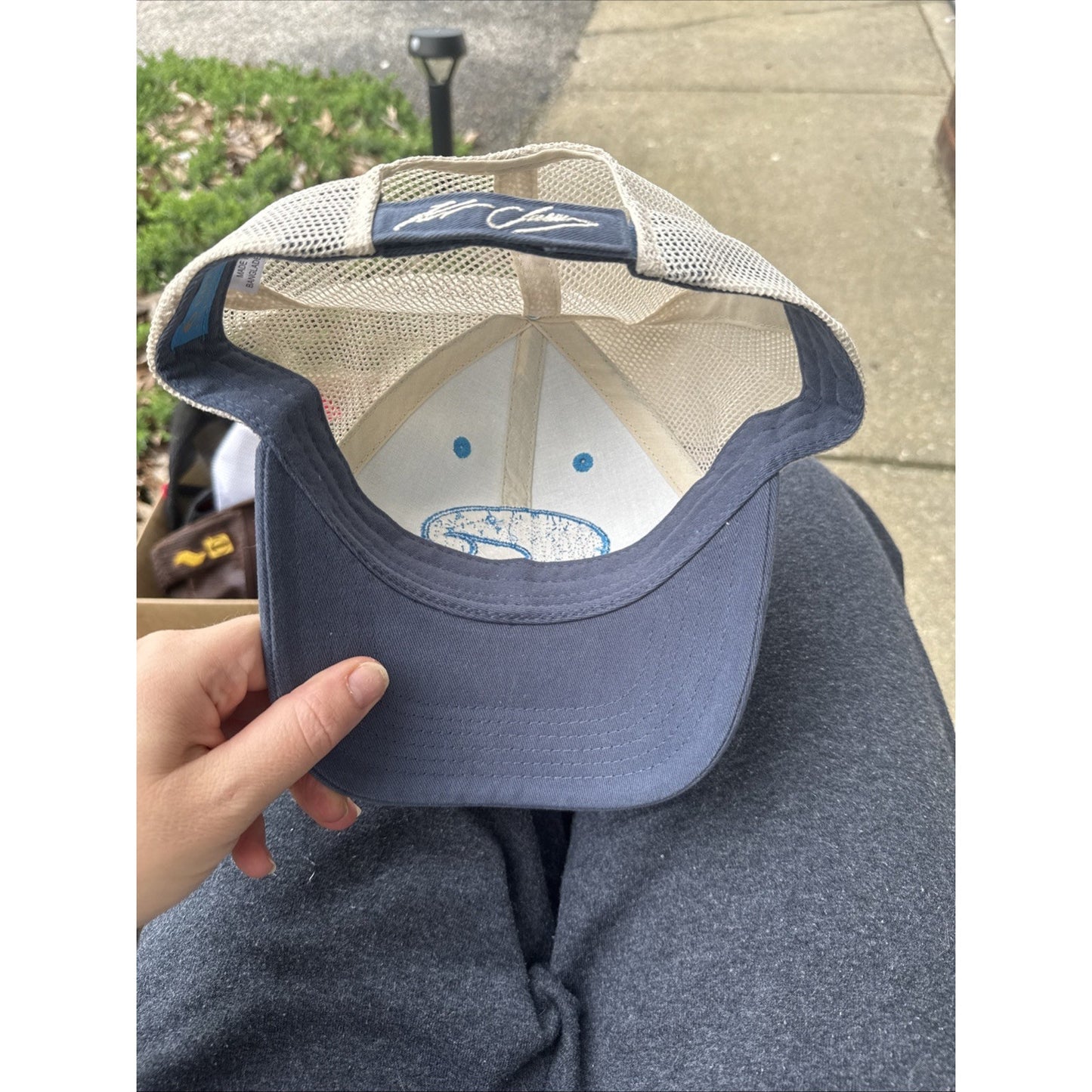 KENNEY CHESNEY COSTA DEL MAR STRAPBACK TRUCKER HAT LOGO C BLUE MESH