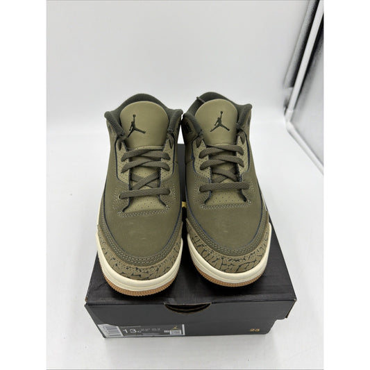 PRE SCHOOL JORDAN 3 RETRO MEDIUM OLIVE_MEDIUM OLIVE/SEQUOIA DM0966-202-SIZE 13