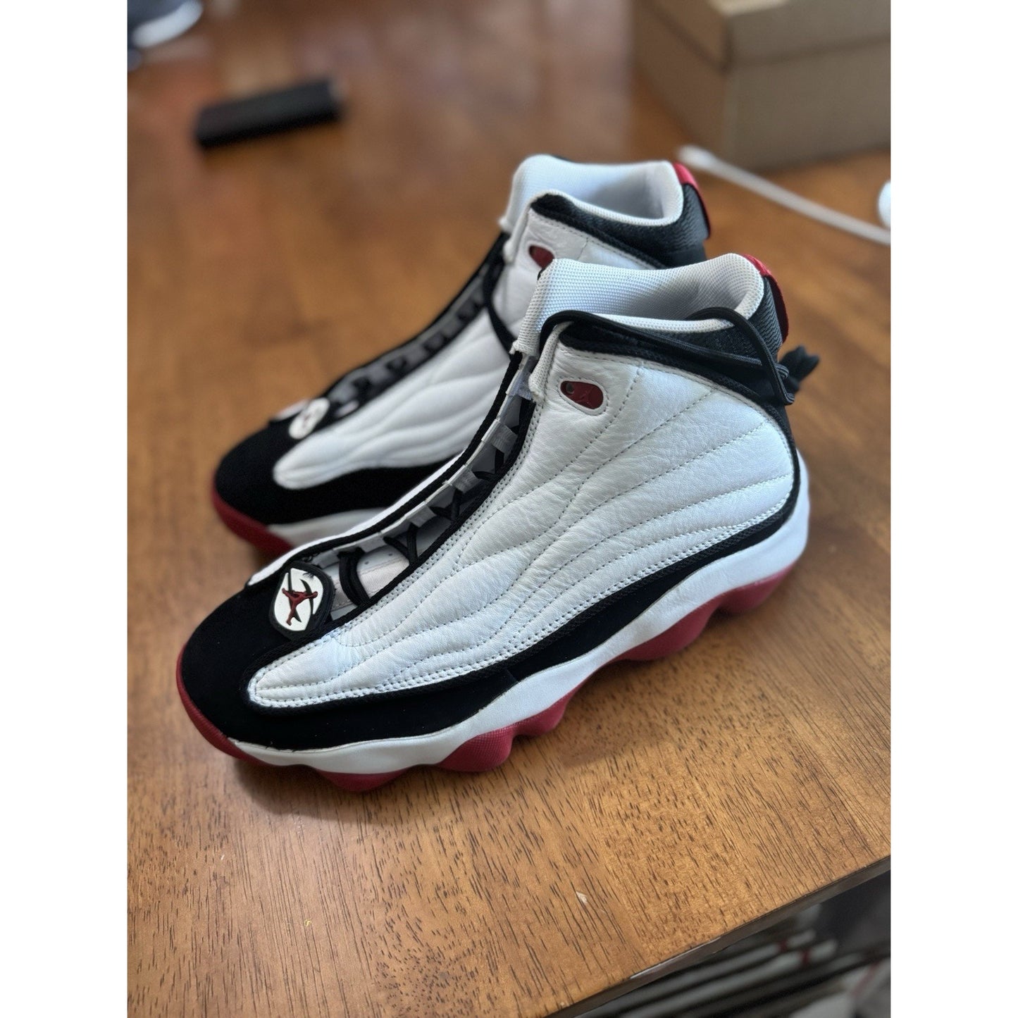 Size 9 - Jordan Pro Strong White Black Gym Red NBS193