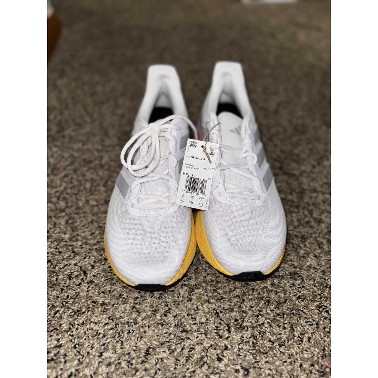 Adidas UltraRun 5 Men's Size 10.5 Athletic Shoes White Multicolor Sneakers BS501