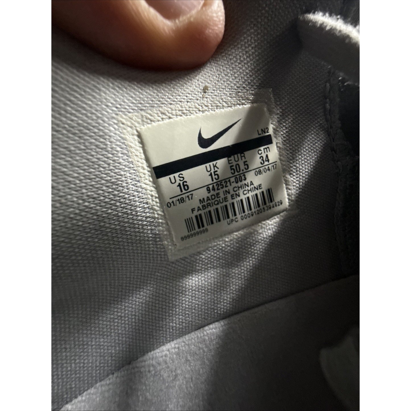 Size 16 - Nike Kobe A.D. Mid Wolf Grey Sample Stamped “999999999”