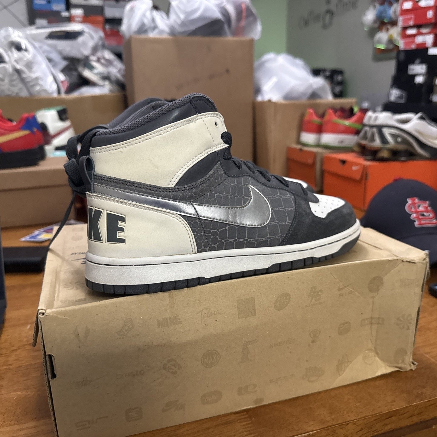 Size 8 - Big Nike High Dark Grey Crocodile BS374