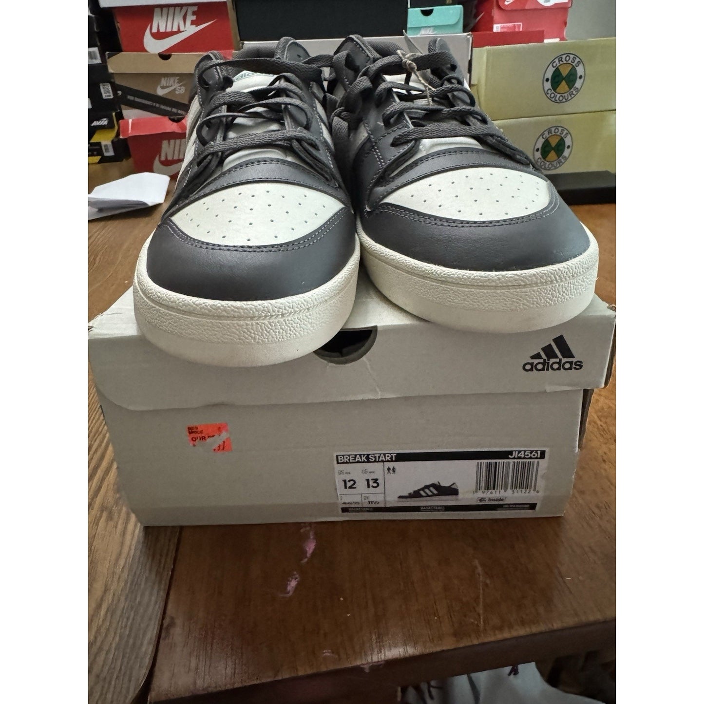 Size 12 Adidas Break Start Charcoal Cloud White Active Green BS282