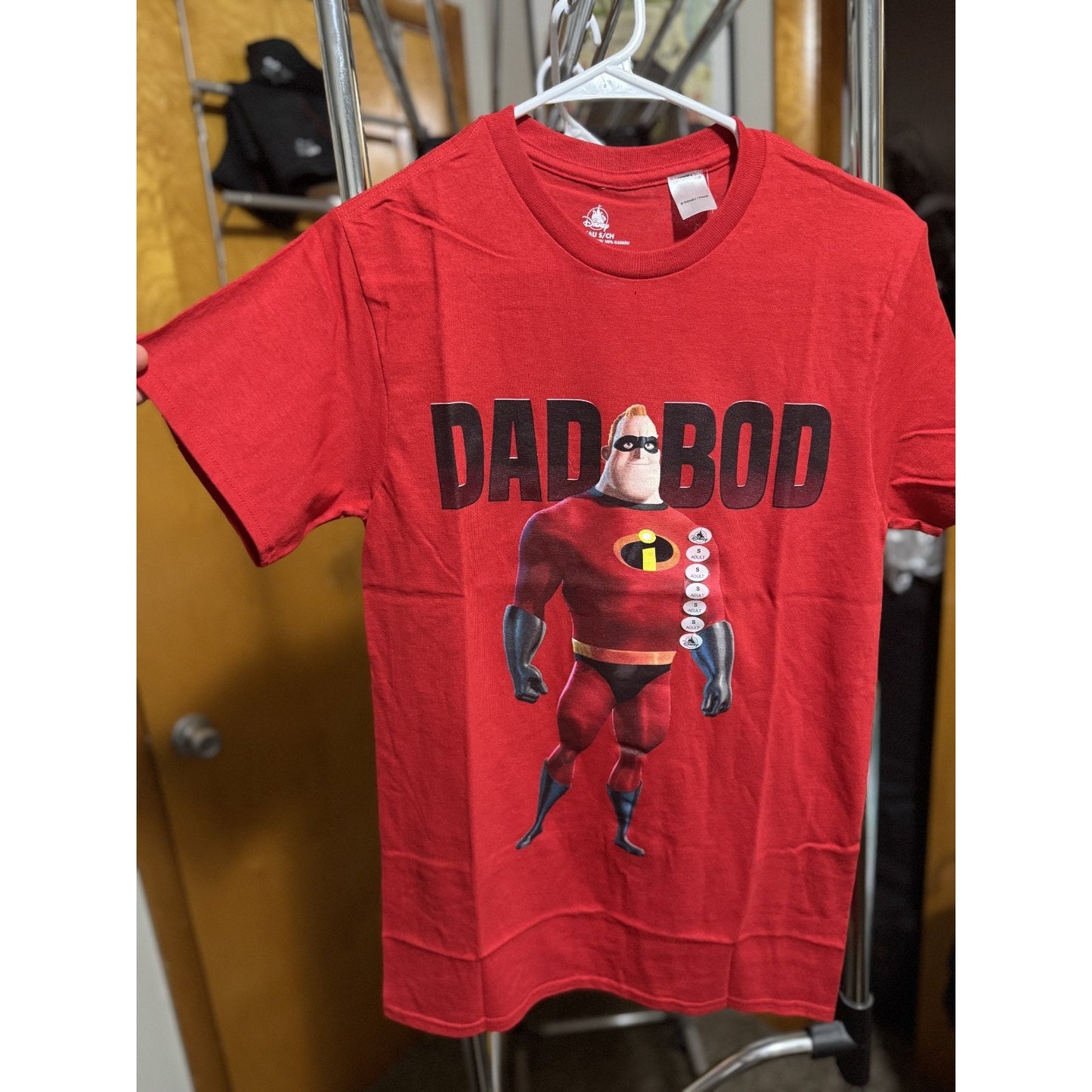 Disney Shirt Adult Small Red The Incredibles Dad Bod Bob Parr Pixar Parks