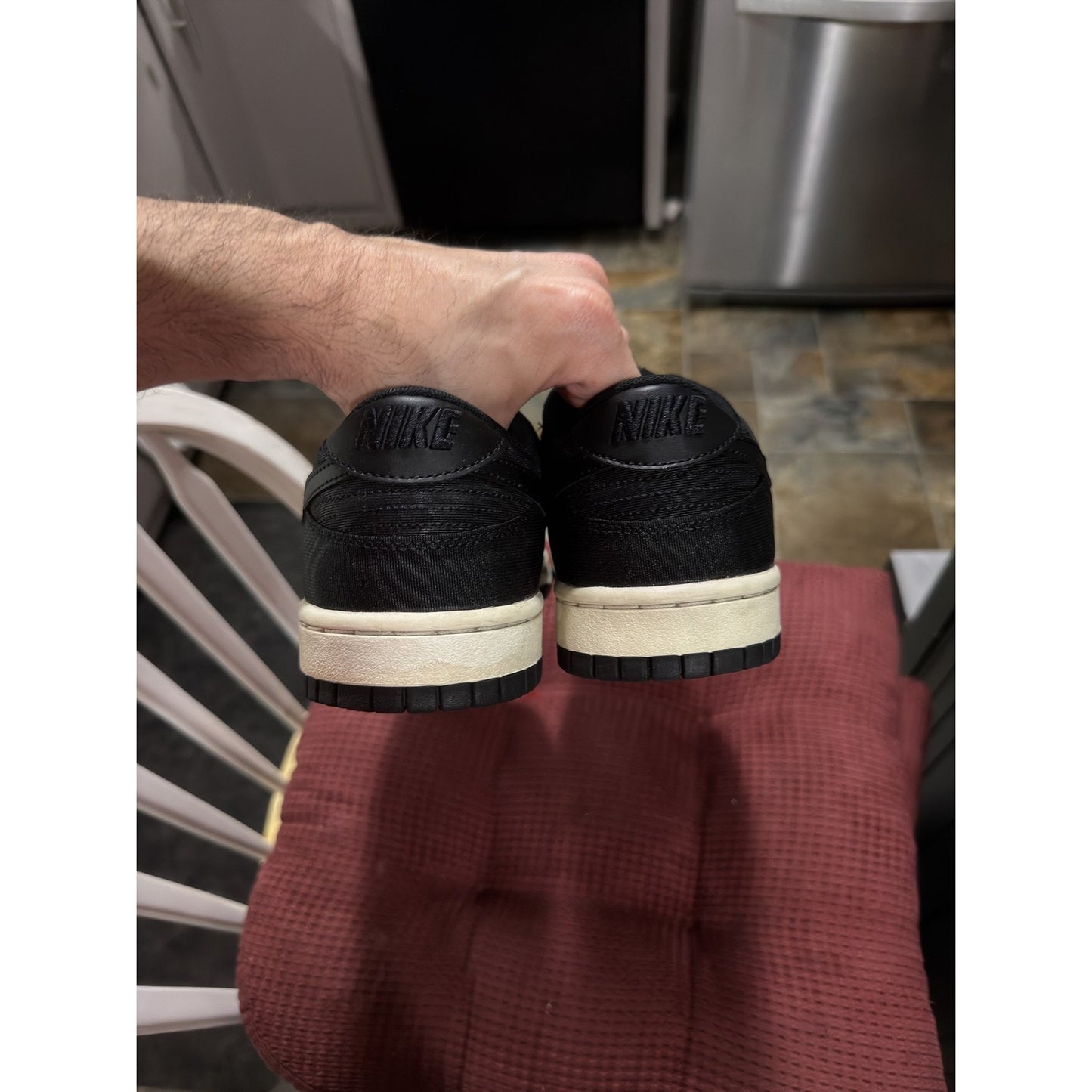 Size 10.5 - Nike Dunk Low Black Canvas - Pre-Owned