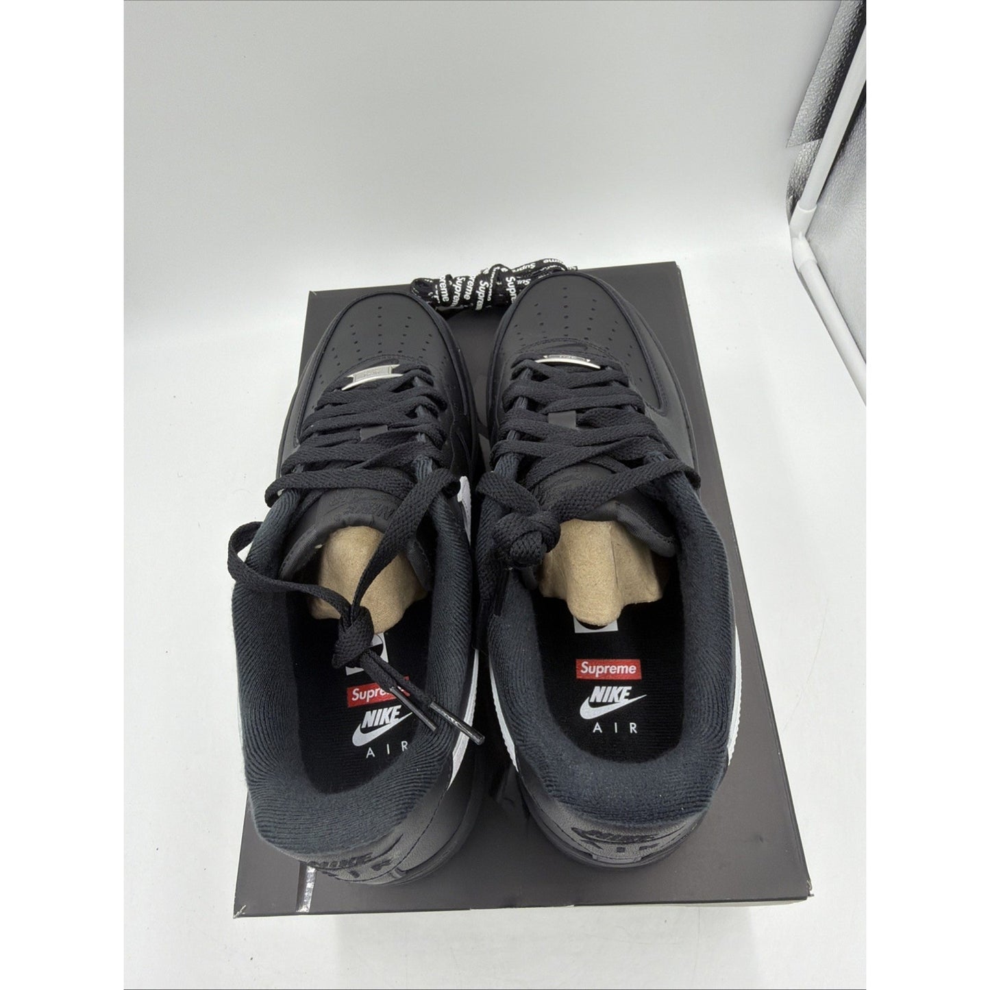 Size 9 - Nike Supreme x Air Force 1 Low Box Logo - Black White