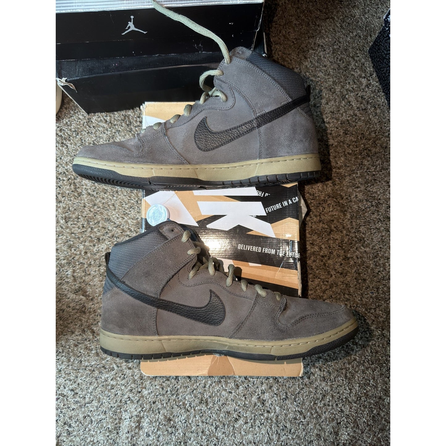 Size 15 - Nike SB Dunk High Anthracite Matte Olve - Pre-Owned