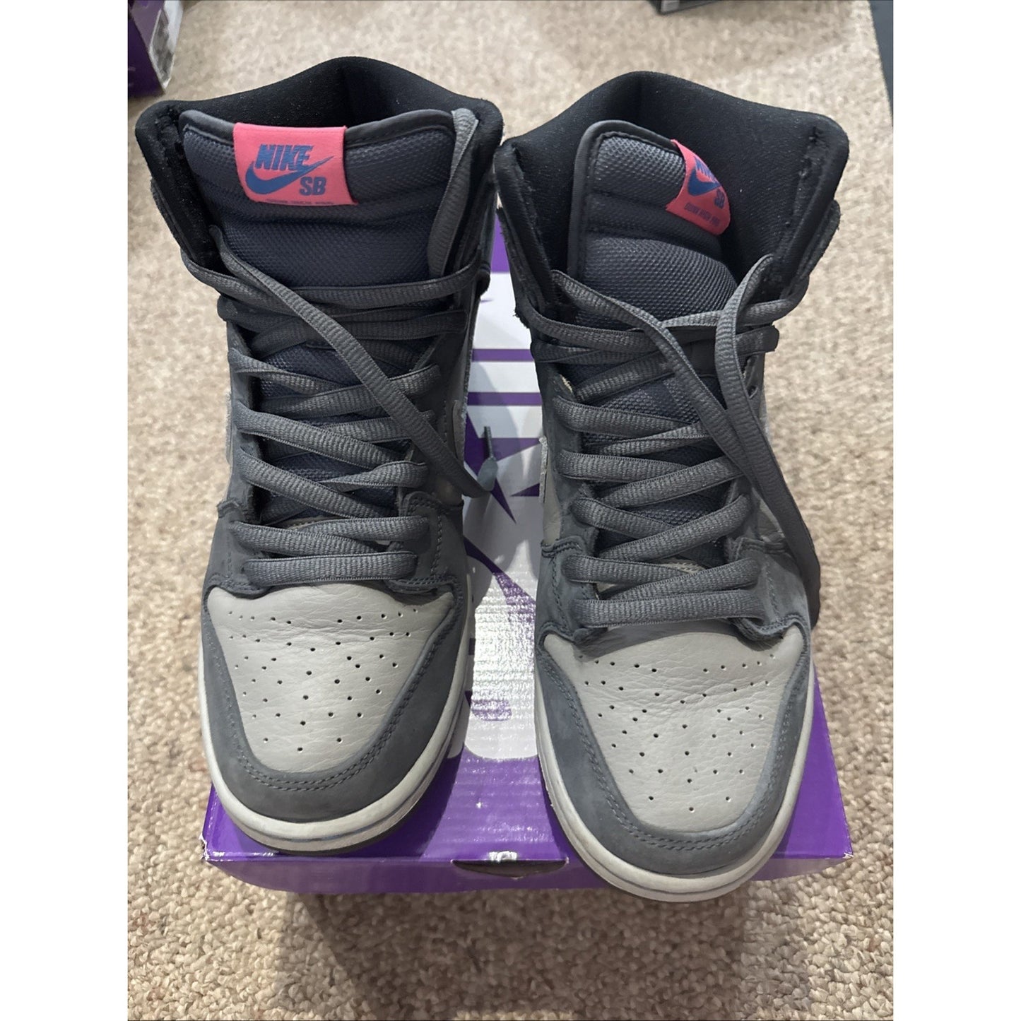 Size 10 - Nike Dunk Pro SB High Medium Grey Pink