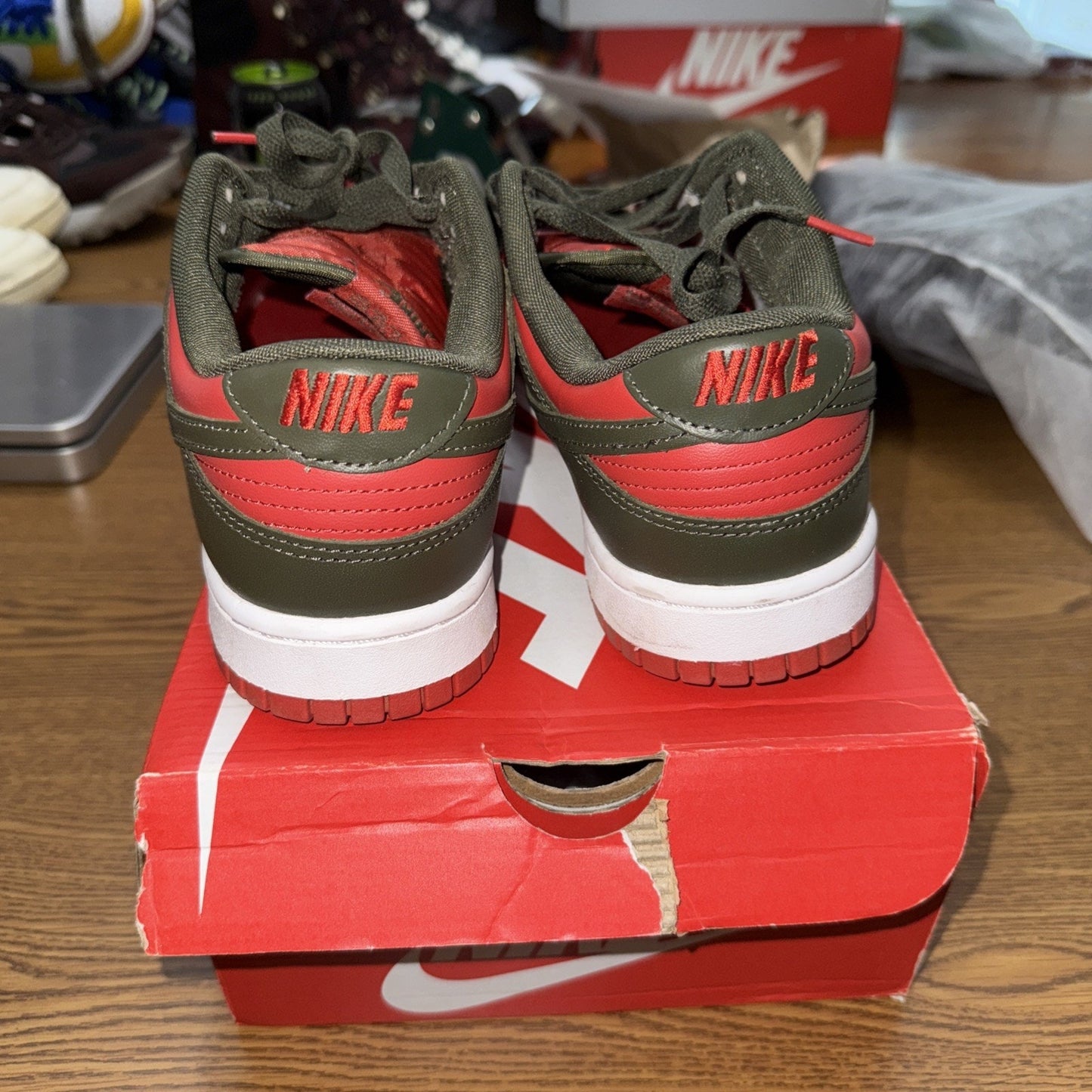 [DV0833-600] Mens Nike Dunk Low 'Mystic Red Cargo Khaki' Size 9