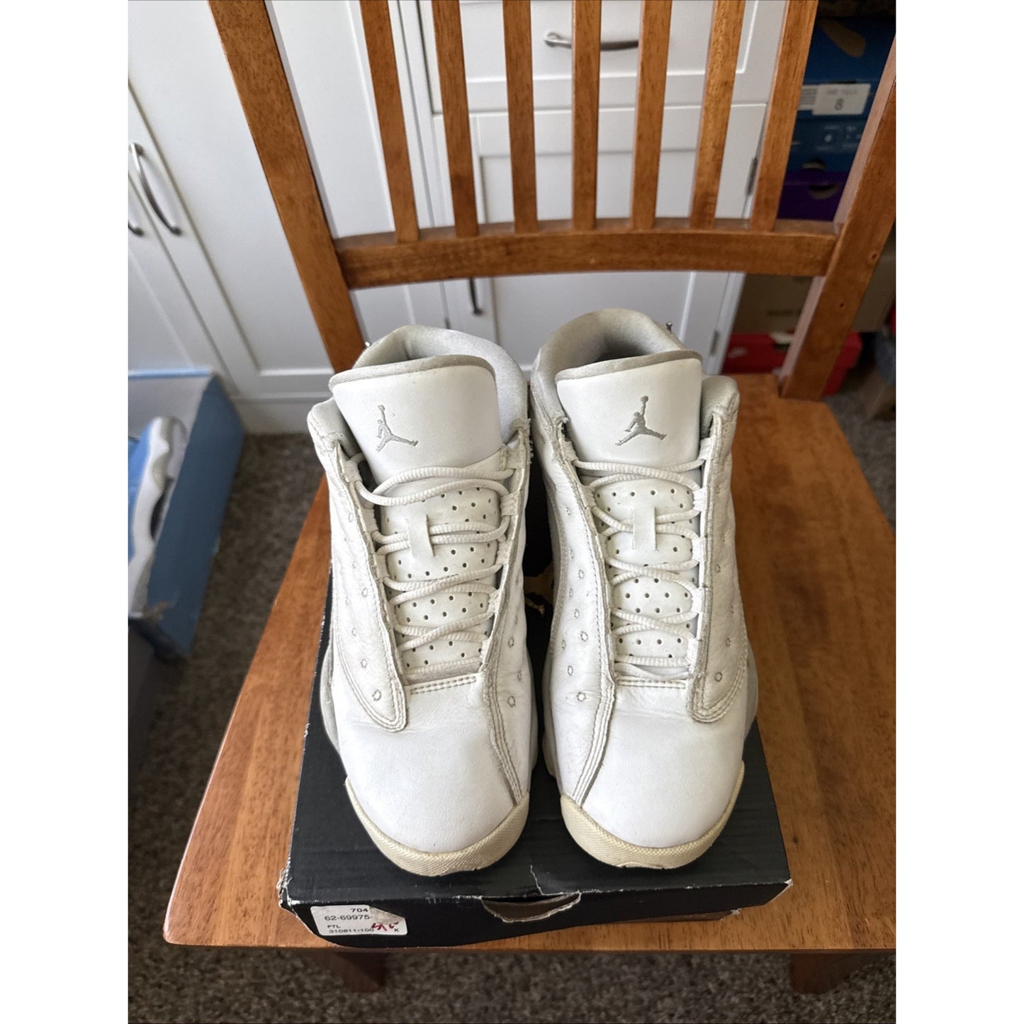 Nike Air Jordan 13 Retro GS White Metallic Silver 310811-100 Size 5.5y BS167