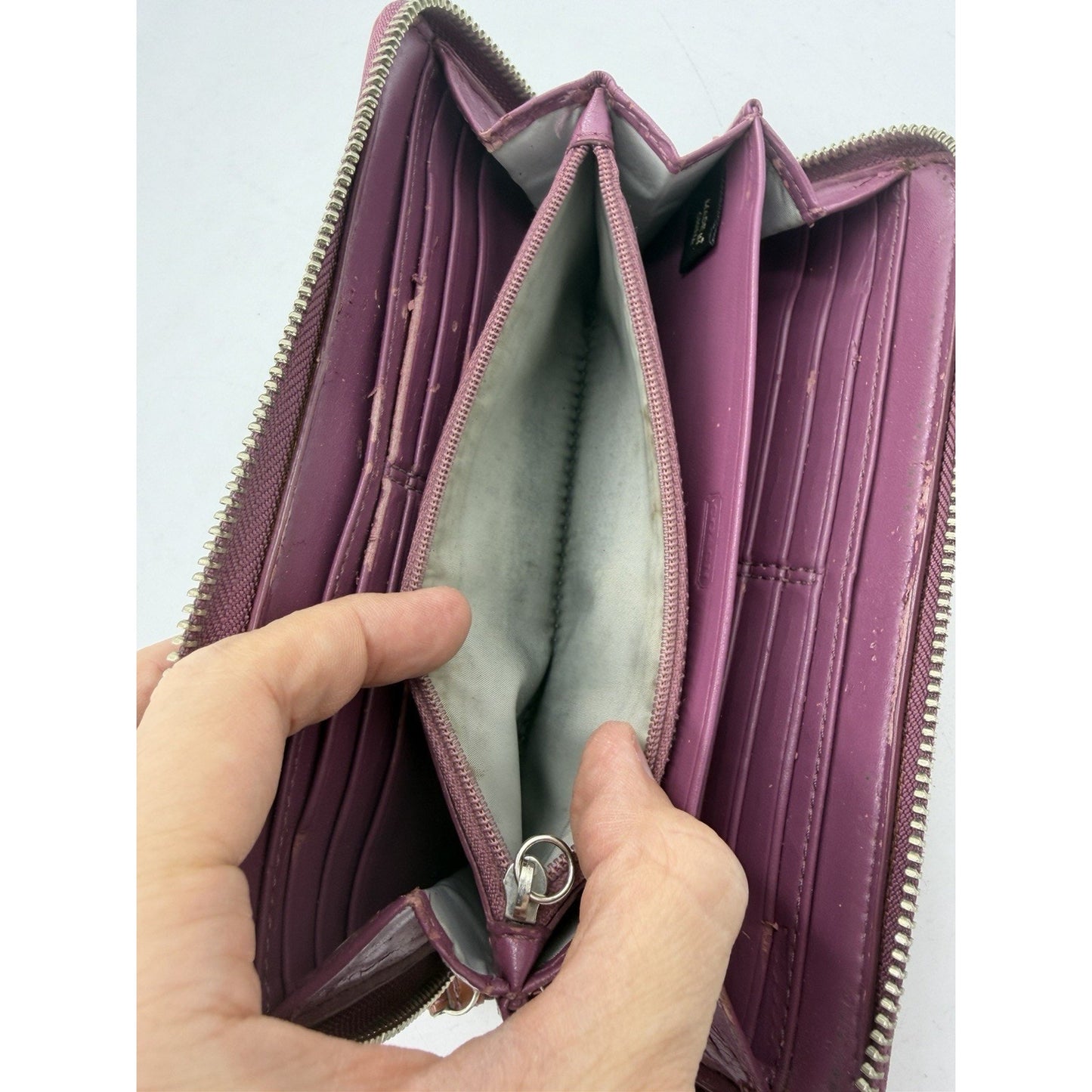 Coach Signature Brown Embossed Patent Wallet