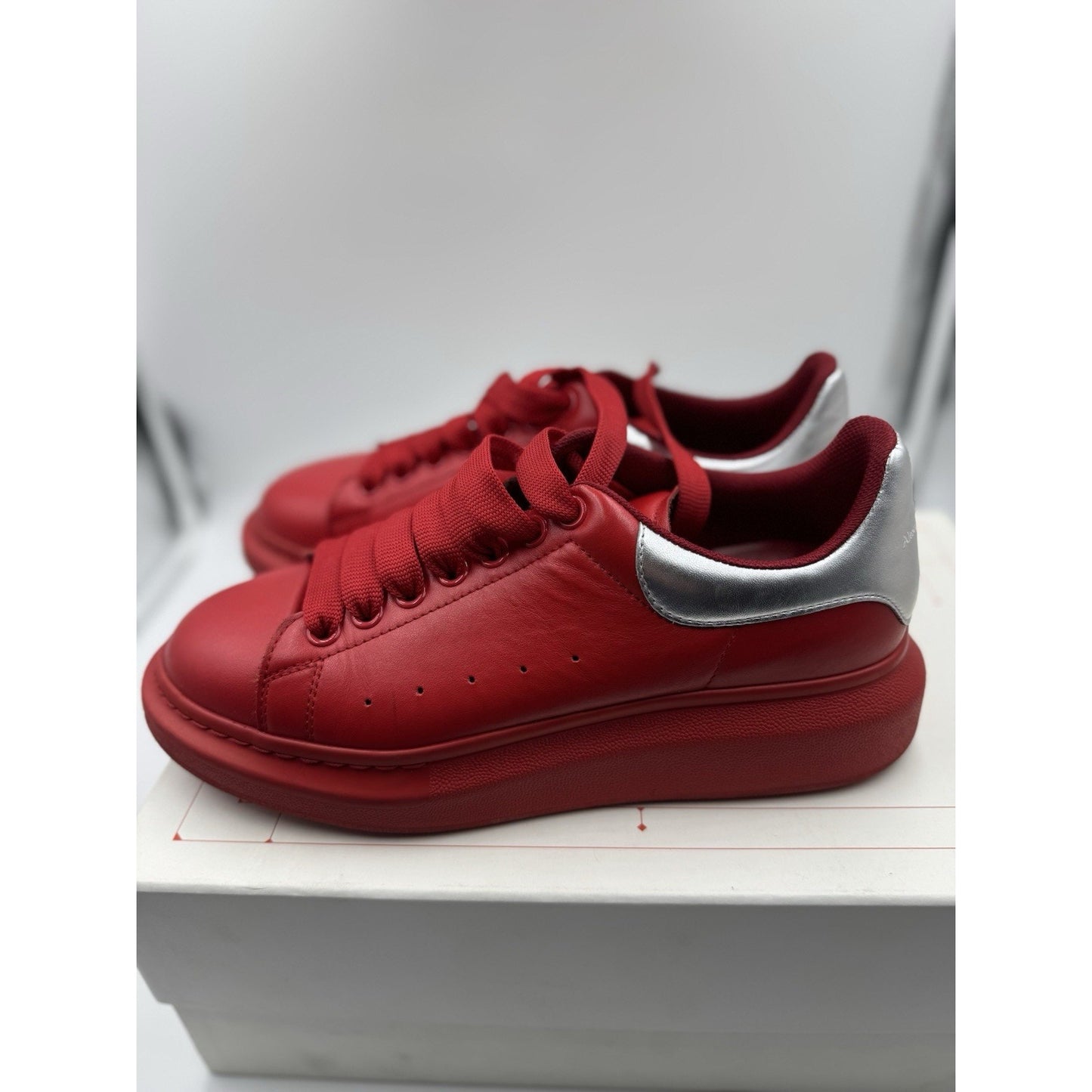 Size EU 41.5 US 8.5 - Alexander McQueen Oversized Sneaker Welsh Red Silver BS581
