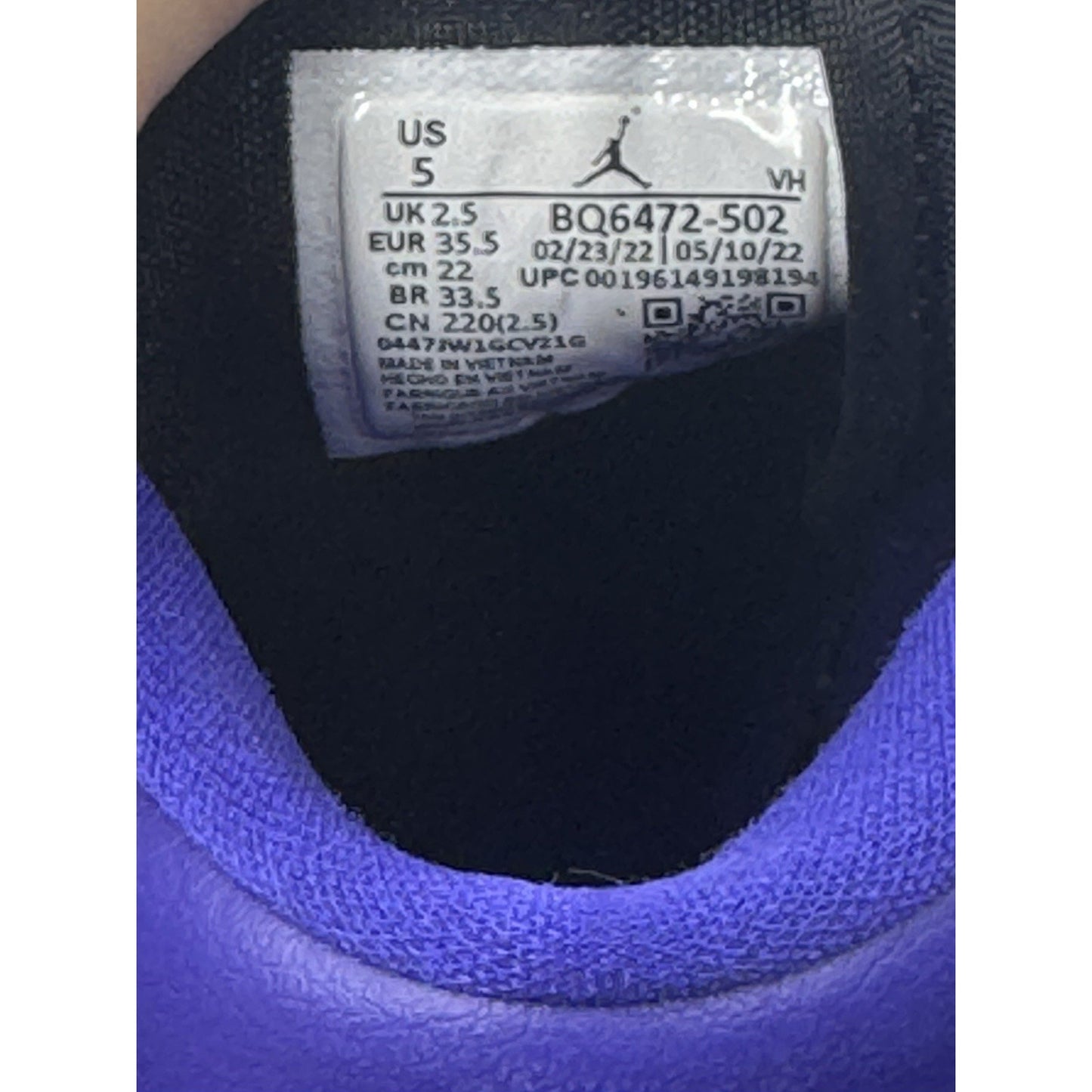 Size 5 - Air Jordan 1 Mid Black Grape W NBS247