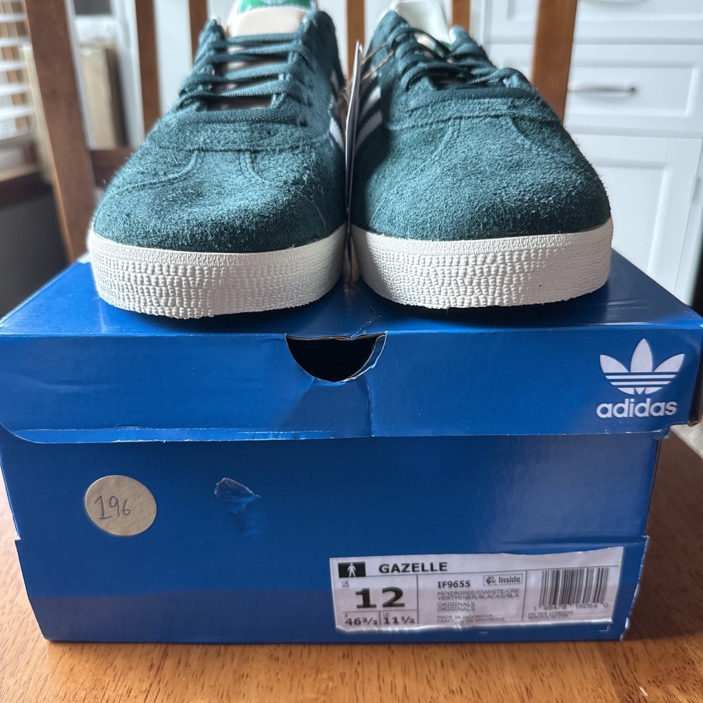 Adidas Originals Gazelle Mineral Green White Suede Mens Size 12 BS015