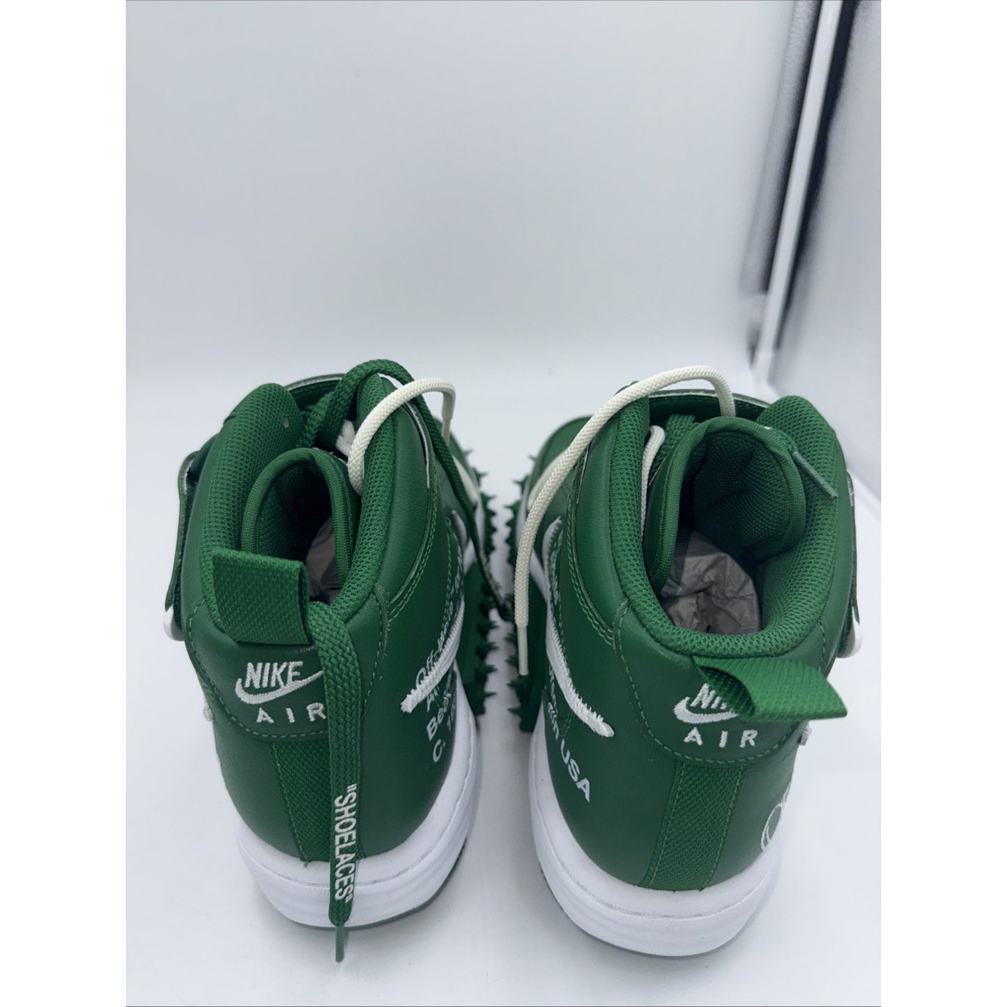 Size 10.5 - Nike Off-White x Air Force 1 SP Leather Mid Pine Green