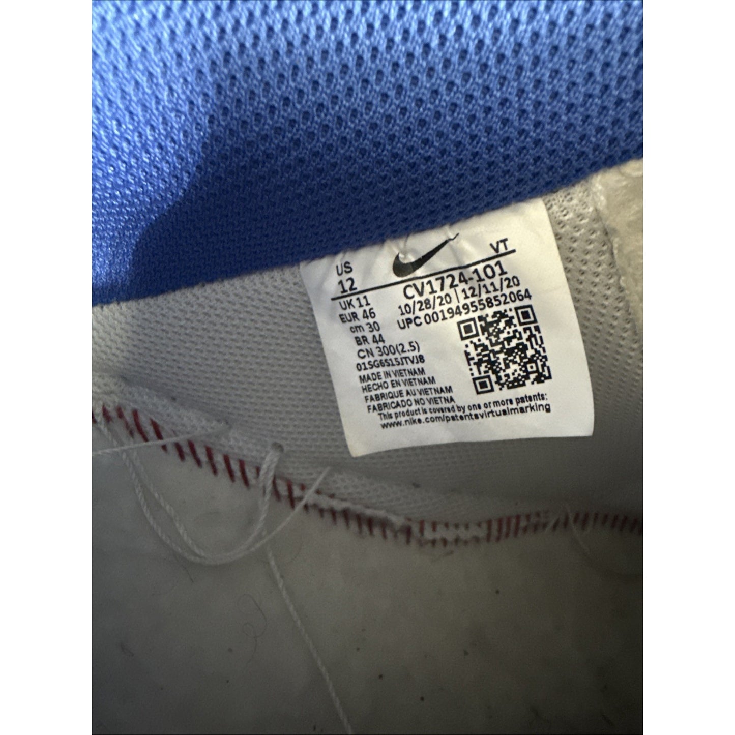 Size 12 - Nike Air Force 1 '07 Contrast Stitch - White Game Royal