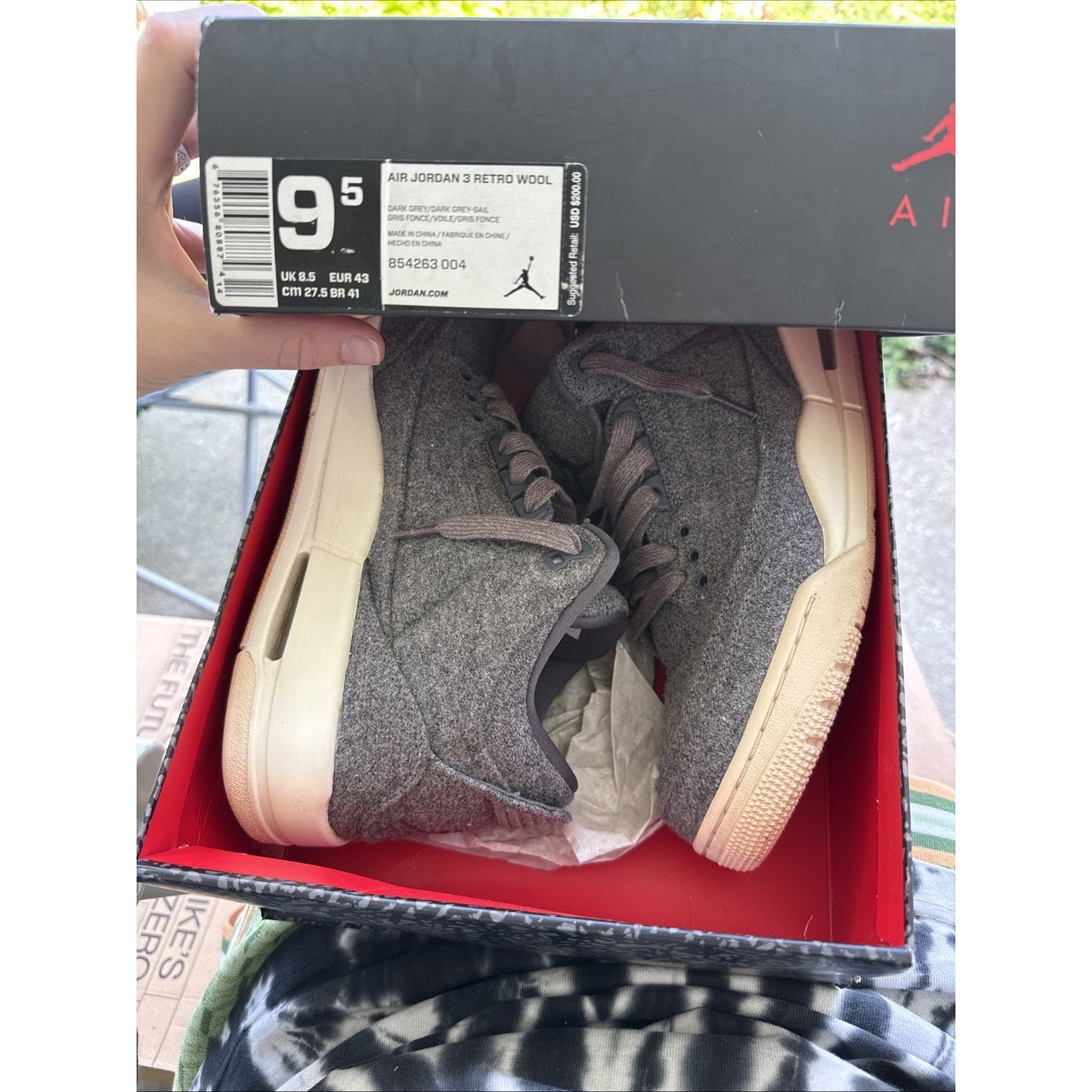 Size 9.5 mens Jordan 3 Retro WOOL