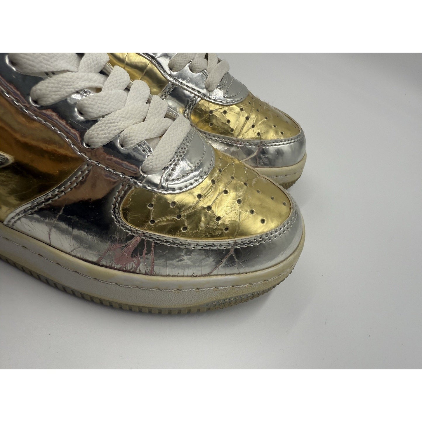 Size 8.5 Bapesta X Nigo Silver And Gold Bape Very Rare